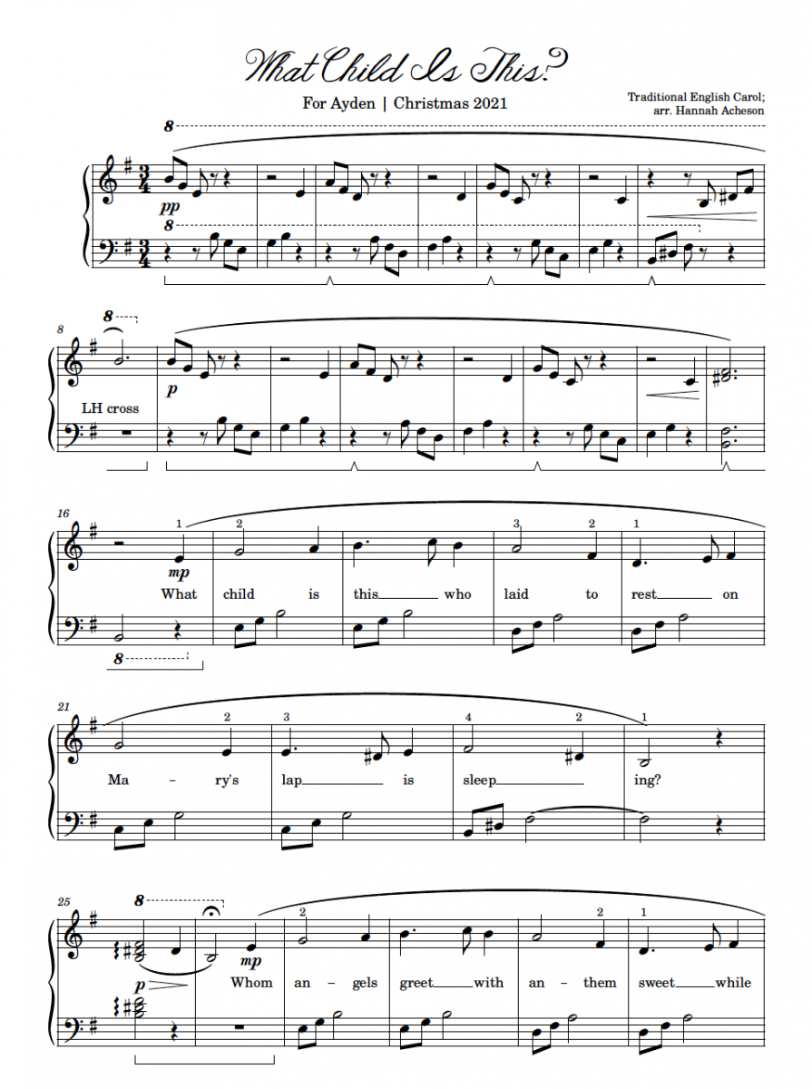 what child is this?" | free christmas sheet music - acheson piano